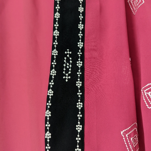 Marineblu pink elegant embroidered kimono style open cardigan size S - Picture 3 of 5